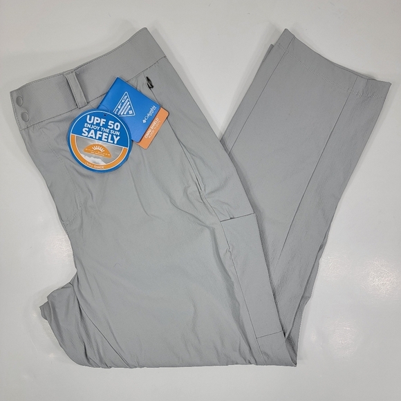 NWT Columbia PFG Cast and Release Stretch Pant Light Gray Womens 16 Cargo Ankle - Picture 1 of 16